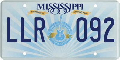 MS license plate LLR092