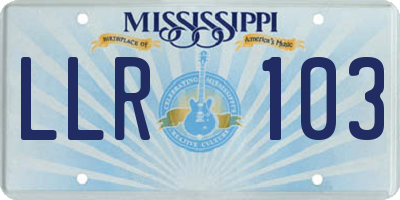 MS license plate LLR103