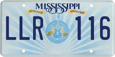 MS license plate LLR116