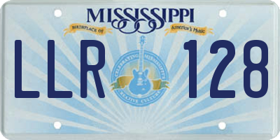MS license plate LLR128