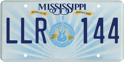 MS license plate LLR144