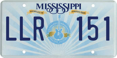 MS license plate LLR151