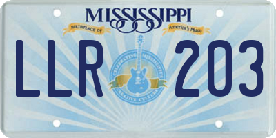 MS license plate LLR203