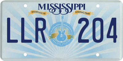 MS license plate LLR204