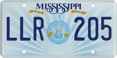 MS license plate LLR205