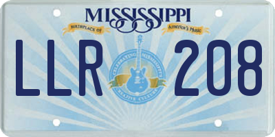 MS license plate LLR208