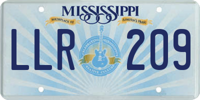 MS license plate LLR209