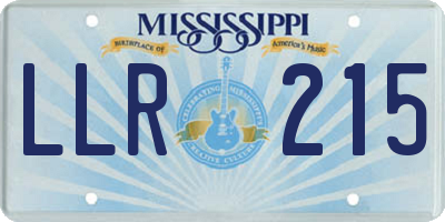 MS license plate LLR215