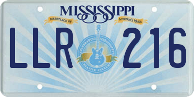 MS license plate LLR216