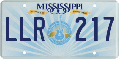 MS license plate LLR217