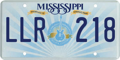 MS license plate LLR218