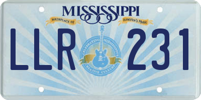 MS license plate LLR231