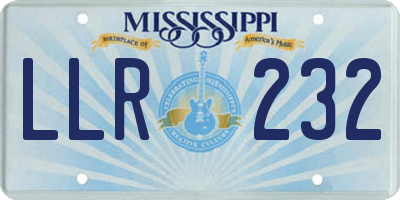 MS license plate LLR232