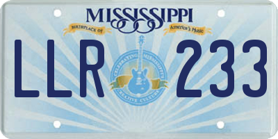 MS license plate LLR233