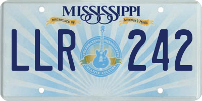 MS license plate LLR242