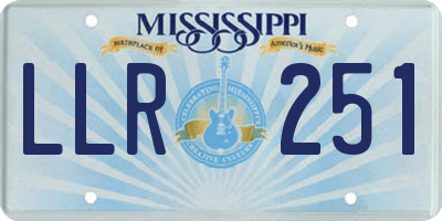 MS license plate LLR251