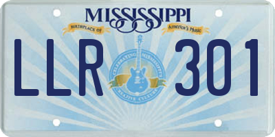 MS license plate LLR301