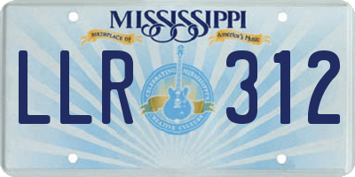MS license plate LLR312