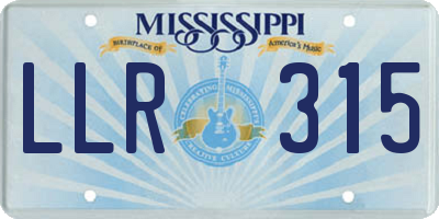 MS license plate LLR315
