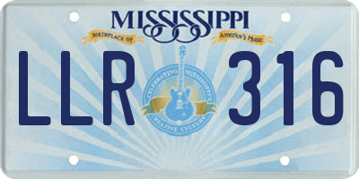 MS license plate LLR316