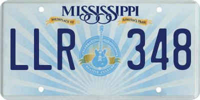 MS license plate LLR348