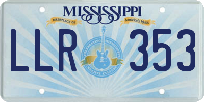 MS license plate LLR353