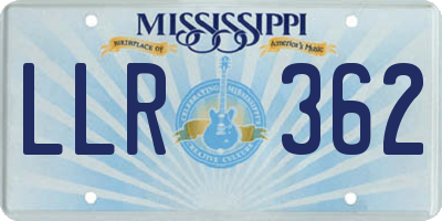 MS license plate LLR362