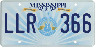 MS license plate LLR366