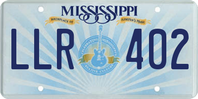 MS license plate LLR402