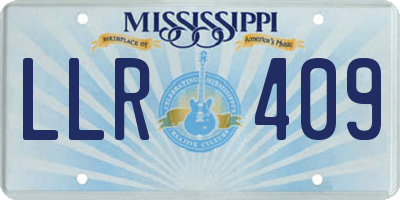 MS license plate LLR409