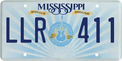 MS license plate LLR411