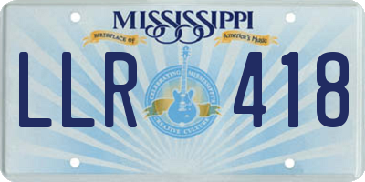 MS license plate LLR418