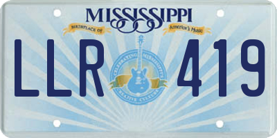 MS license plate LLR419