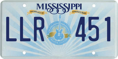 MS license plate LLR451