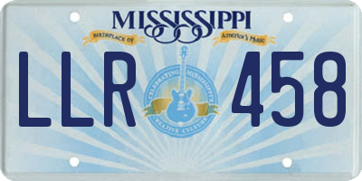 MS license plate LLR458