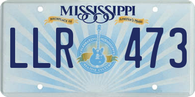 MS license plate LLR473
