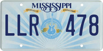 MS license plate LLR478