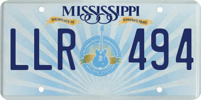 MS license plate LLR494