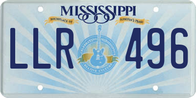 MS license plate LLR496
