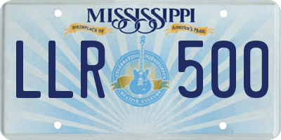 MS license plate LLR500