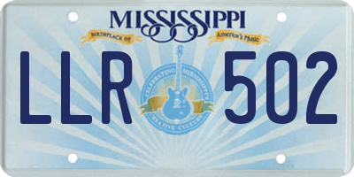 MS license plate LLR502
