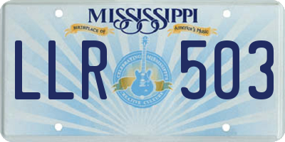MS license plate LLR503