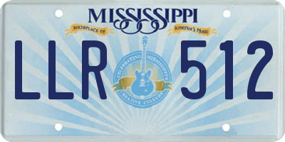 MS license plate LLR512