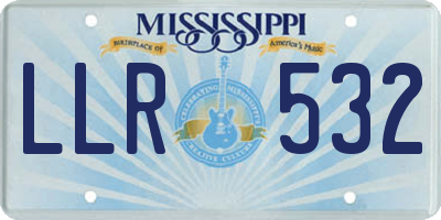 MS license plate LLR532