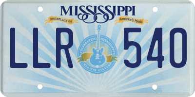 MS license plate LLR540