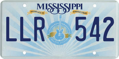 MS license plate LLR542