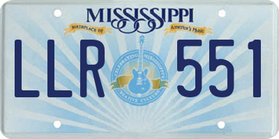 MS license plate LLR551