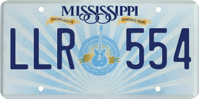 MS license plate LLR554