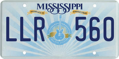 MS license plate LLR560