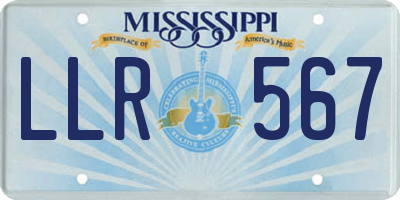 MS license plate LLR567